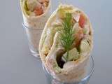 Wraps saumon fumé, aneth et légumes croquants