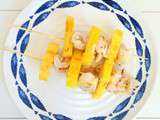 Brochettes de joues de lotte au safran et ananas (Skewers of monkfish cheeks with saffron and pineapple)