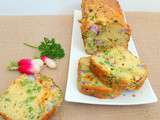 Cake gourmand petits pois, cheddar et radis (Radishes, cheddar and peas cake)