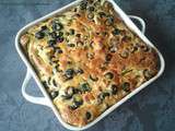 Clafoutis de courgettes au chèvre et olives noires