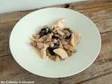 Escalopes de poulet aux champignons et aux pruneaux (Chicken breast with mushrooms and plums)