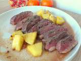 Magrets de canard à l'ananas et au jus de clémentines (Duck breast with pineapple and clementines juice)