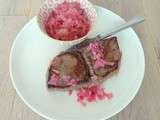 Pavés de rumsteck aux oignons rouges confits (Pavers of rump with Candied Red Onions)