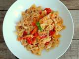 Poêlée de poulet, tomates cerises, parmesan et farfalle (Pan-fried chicken, cherry tomatoes, parmesan and farfalles)