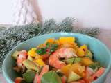 Salade de crevettes, avocat, orange et mangue (Shrimp salad, avocado, orange and mango)