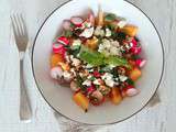 Salade de melon, radis, feta et basilic (Melon, radish, feta cheese and basil salad)