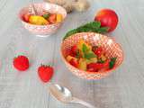 Salade de nectarines jaunes, fraises, menthe et gingembre (Salad ofyellow nectarines, strawberries, mint and ginger)