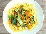 Tagliatelles aux courgettes, carottes, basilic, origan (Tagliatelle with zucchini, carrots, basil, oregano)