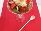 Verrines avocat, fraises, fromage frais, huile d'olive  (Glasses avocado, strawberry cream cheese olive oil)