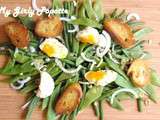 Haricots en salade et oeufs mollets