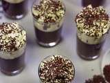 Petits pots de creme chocolat, chantilly ivoire