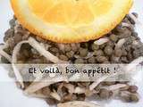 Juniors : salade de lentilles vertes, pomme, orange