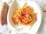 Salade de patate douce, tomates et graines de courge