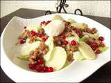 Salade pommes de terre, rillons landais, oeuf mollet et groseilles