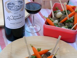 Boulettes de bœuf et de veau, petits légumes printaniers, Château de Rochemorin rouge 2017