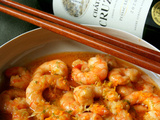 Crevettes sauce crémée à l’anchois et à l’orange, Chateau de Cruzeau blanc 2020