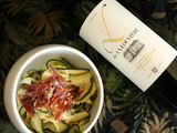 Tagliatelles de courgette à la carbonara, l de La Louvière blanc 2019