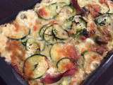 Gratin de ravioles, courgettes et bacon