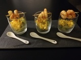 Verrines avocat, mangue, crevettes