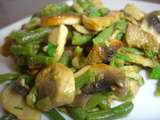 Haricots verts de la ferme de Gally, champignons sautés ail et persil