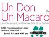 20 mars, journée du macaron et de la solidarité pour vaincre la mucoviscidose.Macarons à la mûre pour le jour du printemps