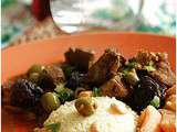 Tajine pruneaux, citrons confits, olives, noix de cajou et coings