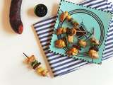 Brochettes chorizo poulet ananas