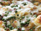 Frittata oignons rouges, petits pois et mozzarella