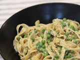 One pan pasta à la vache qui rit et petit pois