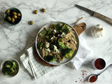 Pâtes à la crème de brocoli, feta, olives