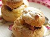 Choux au chocolat et poires pochées au gingembre