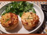 Muffins de coquillettes, poulet Comté