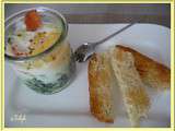 Oeuf cocotte épinards, ricotta, truite