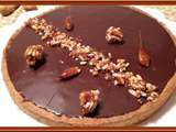 Tarte aux amandes caramélisées à la ganache au chocolat et lait d'amandes