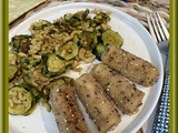 Courgettes, pâtes complètes et croustis de chèvres