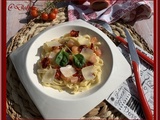 Fettucini aux tomates confites et lardons de saumon