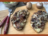 Tartines aux champignons, pancetta et Comté