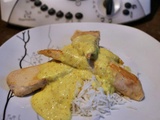 Aiguillettes de poulet, sauce curry et riz