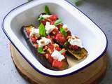 Aubergines froides aux tomates , basilic et ricotta