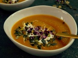 Soupe de butternut et poireaux , graines germées