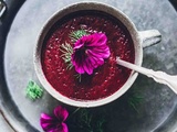 Soupe froide de betterave rouge et framboises