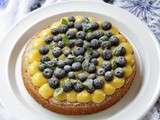 Tarte aux myrtilles et lemon curd sur une base de sablé breton à l'huile d'olive