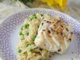 Cabillaud au thé fumé, risotto de pâtes