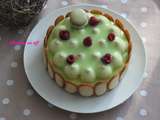 Entremets pistache, vanille et framboises au thermomix ou sans