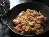 Salade de lentilles corail, boulgour et saumon