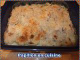 Gratin de topinambours et de pommes de terre sauce au roquefort