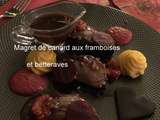 Magret de canard aux framboises et betteraves