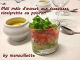 Méli mélo d'avocat aux écrevisses, vinaigrette aux poivrons