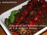 Orge perlé aux tomates cerises et à la poitrine fumée