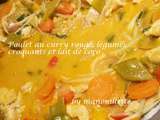 Poulet au curry rouge, légumes croquants et lait de coco